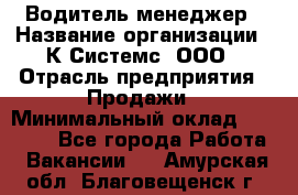 Водитель-менеджер › Название организации ­ К Системс, ООО › Отрасль предприятия ­ Продажи › Минимальный оклад ­ 35 000 - Все города Работа » Вакансии   . Амурская обл.,Благовещенск г.